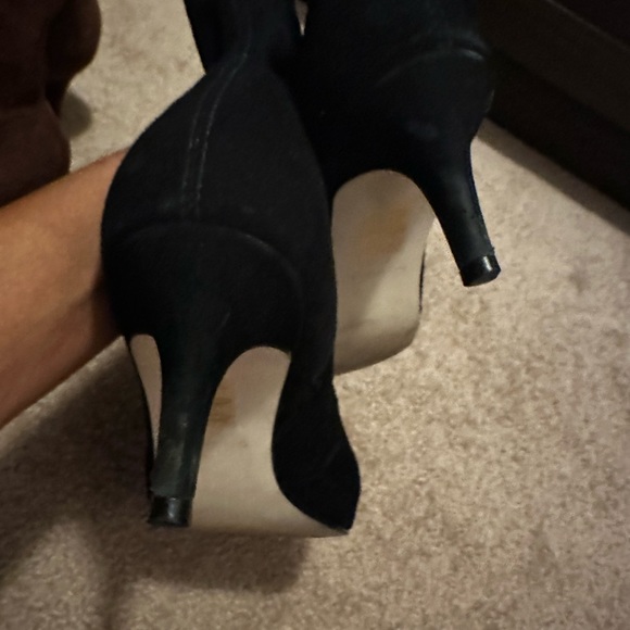 2 for 35 brown and black, pointed toe faux suede side zip faux peal on back - Picture 4 of 7